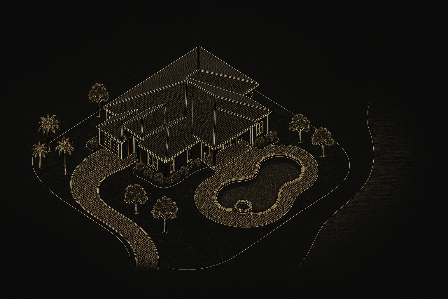 Measured paver zones: driveway 1,000 sqft, pool deck 1,600 sqft